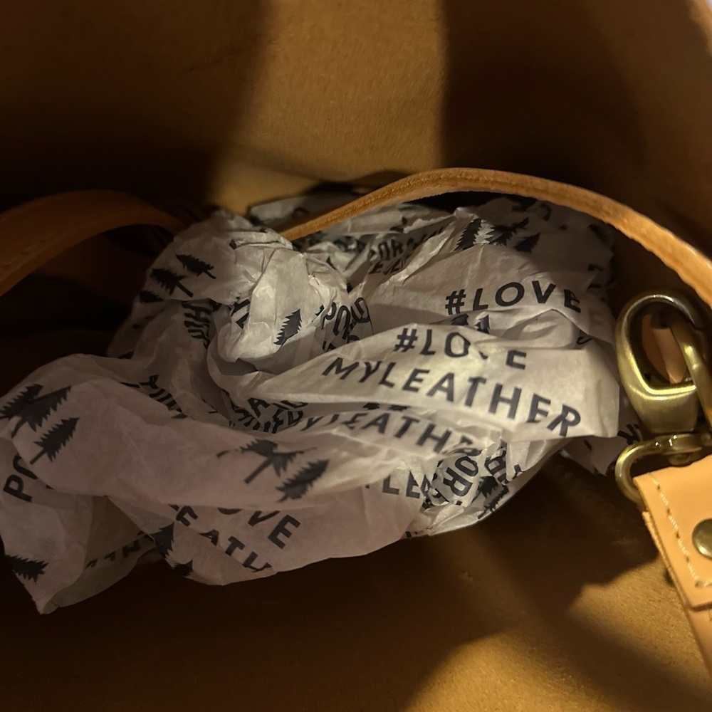 Portland Leather Tan Bag with Gold Accents